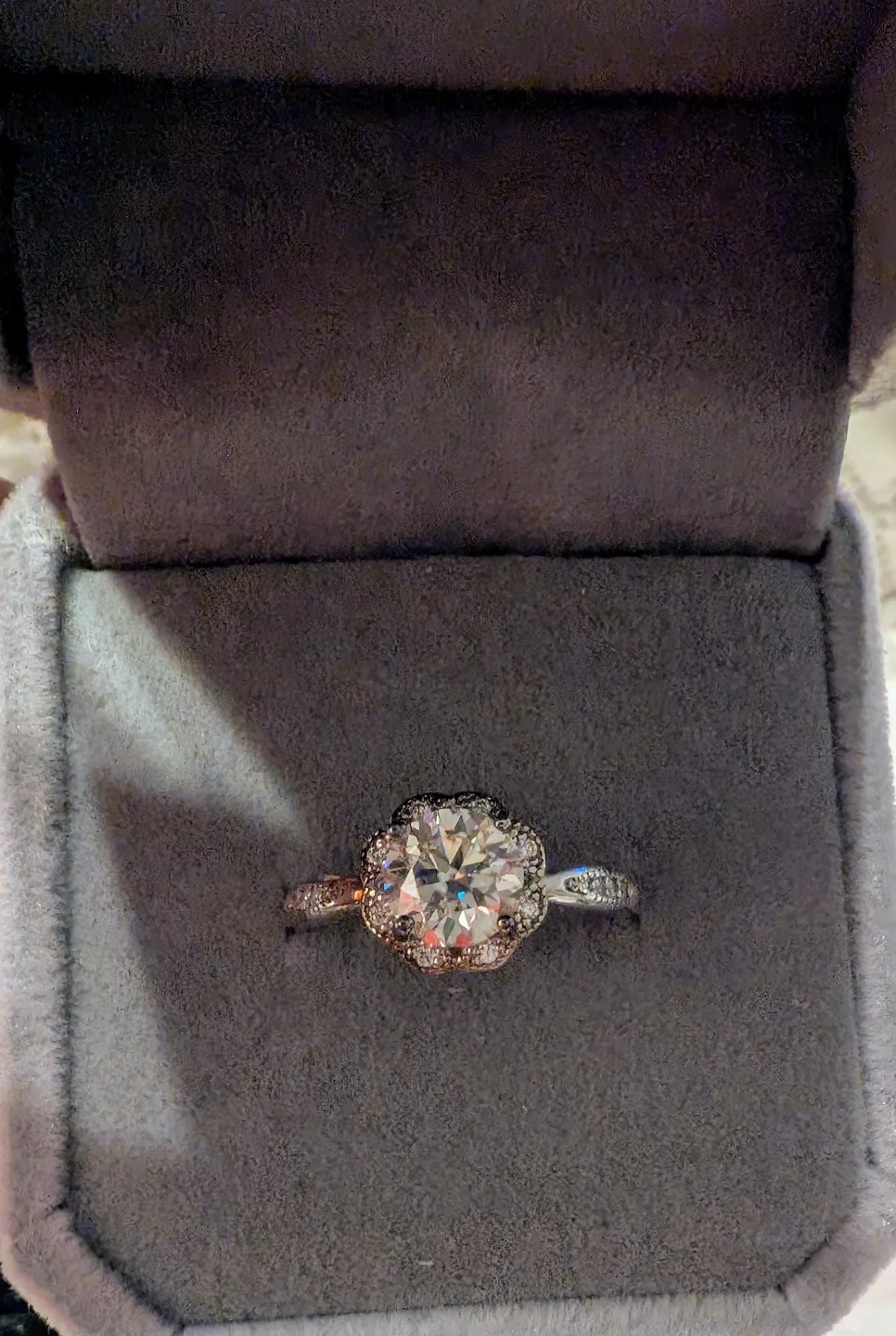 GRA-Certified Moissanite Halo Ring Sterling Silver | Adjustable thumbnail