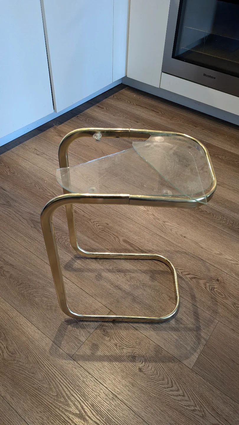 FREE Vintage Milo Baughman Cantilever Brass Side Table thumbnail