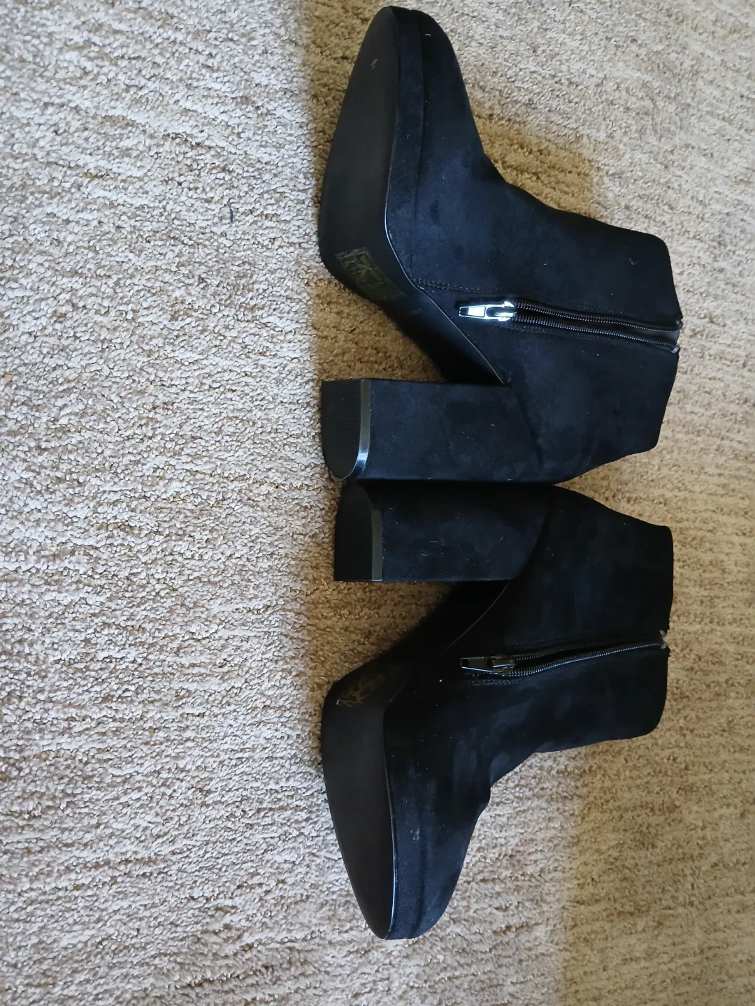 Black Suede Block Heel Ankle Boots thumbnail