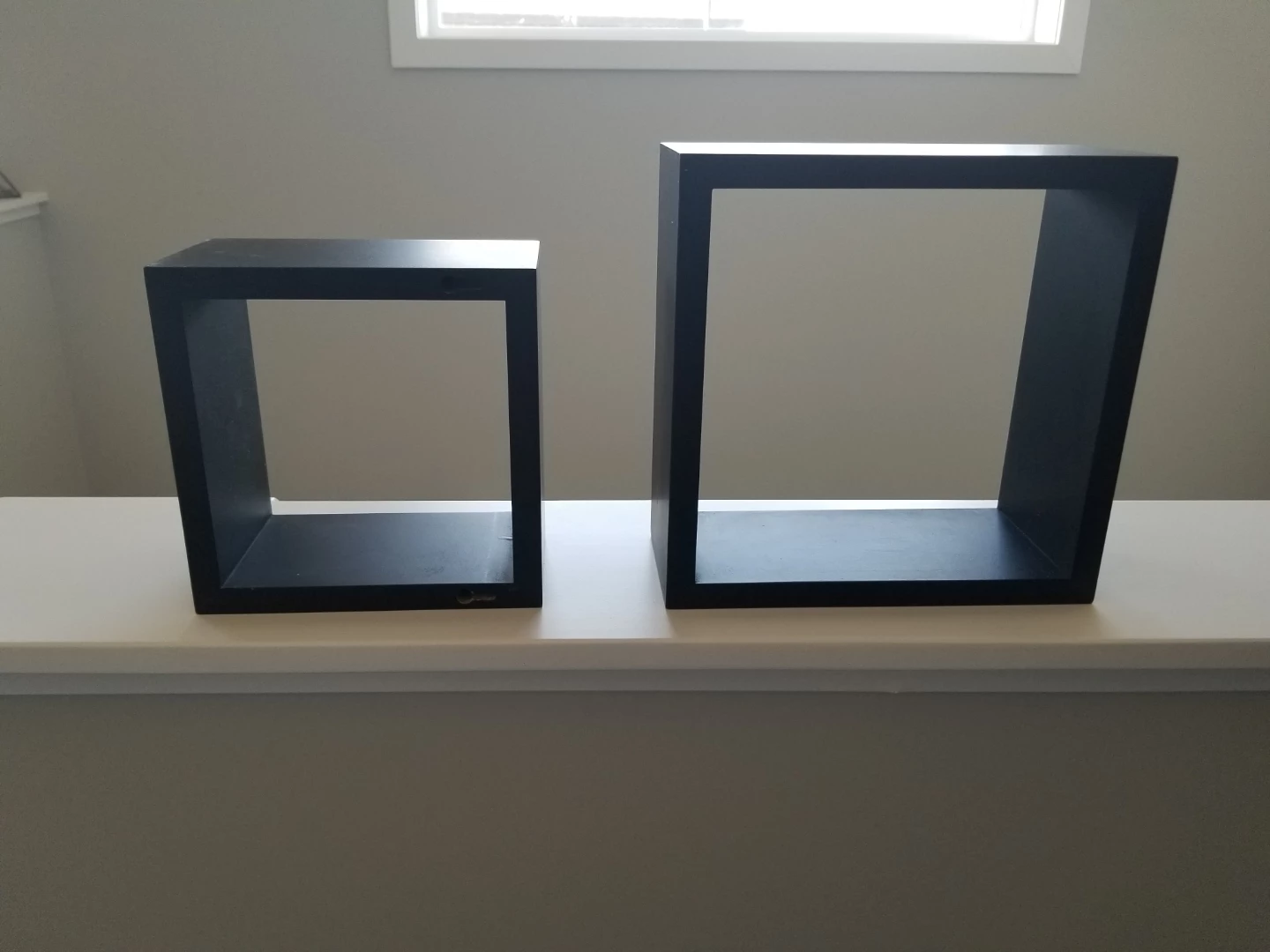 Set of 2 Black Floating Cube Shelves