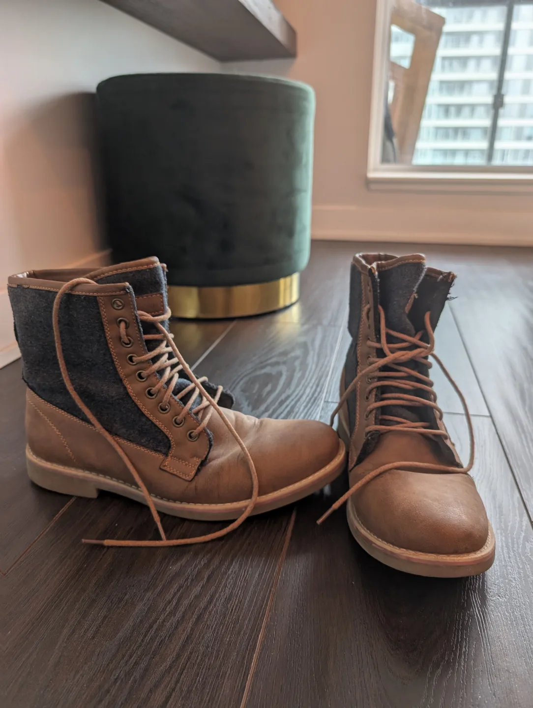 Men's Brown Leather Lace-Up Boots thumbnail