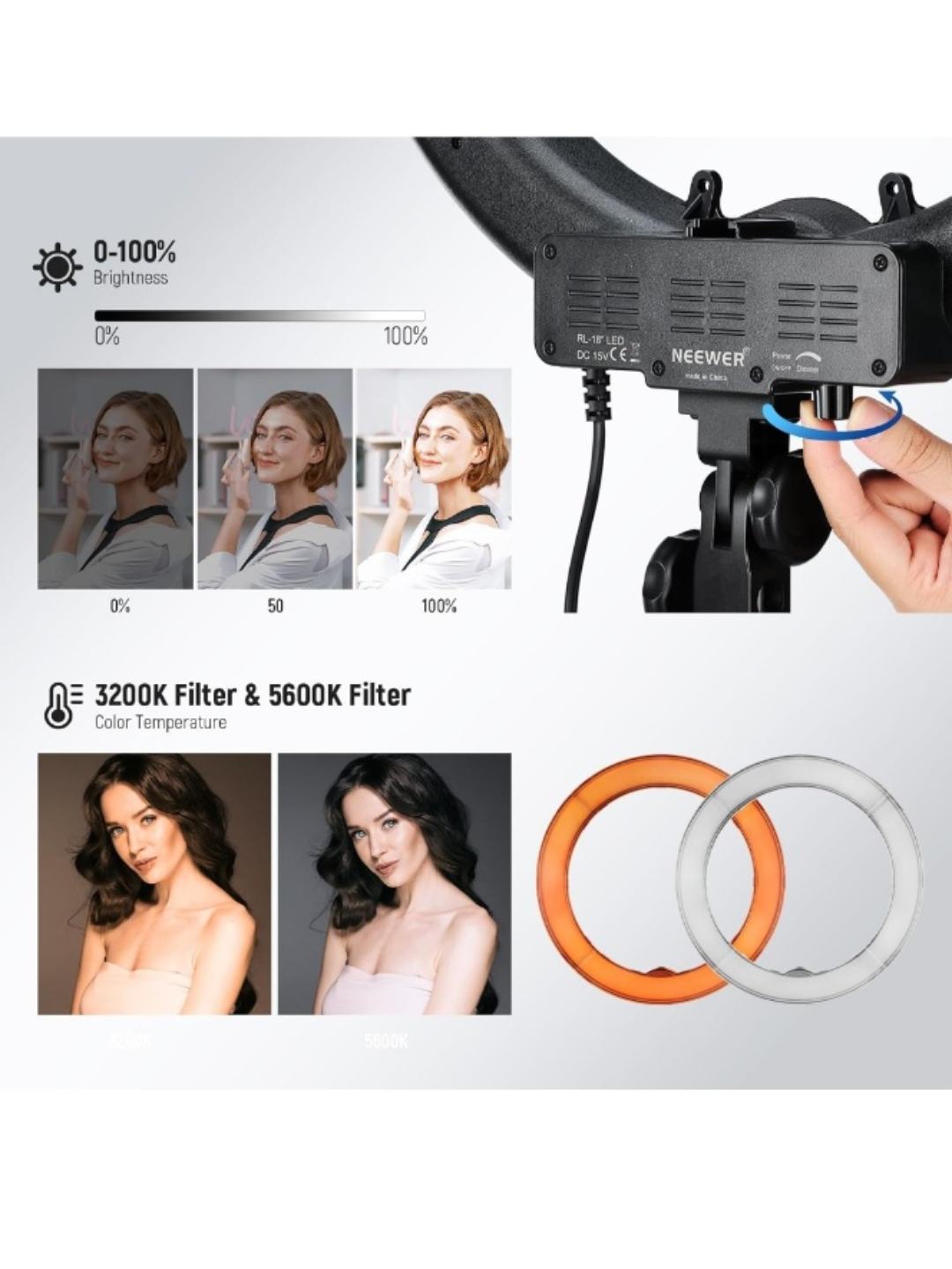 Neewer 18-inch LED Ring Light Kit with Stand - photo 4