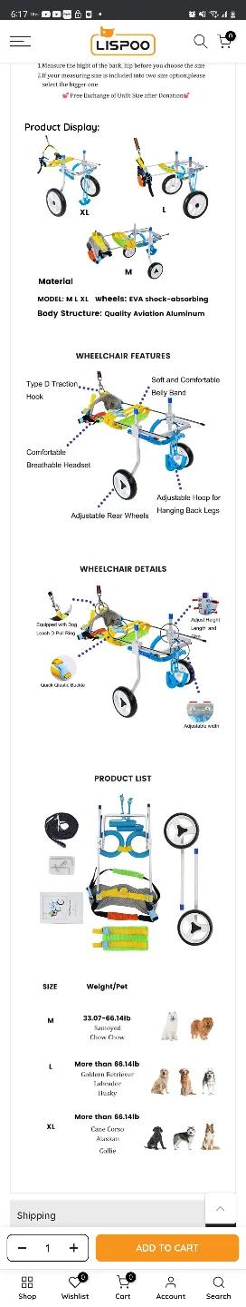 Lispoo mobility wheelchair for dogs image indicator(8)