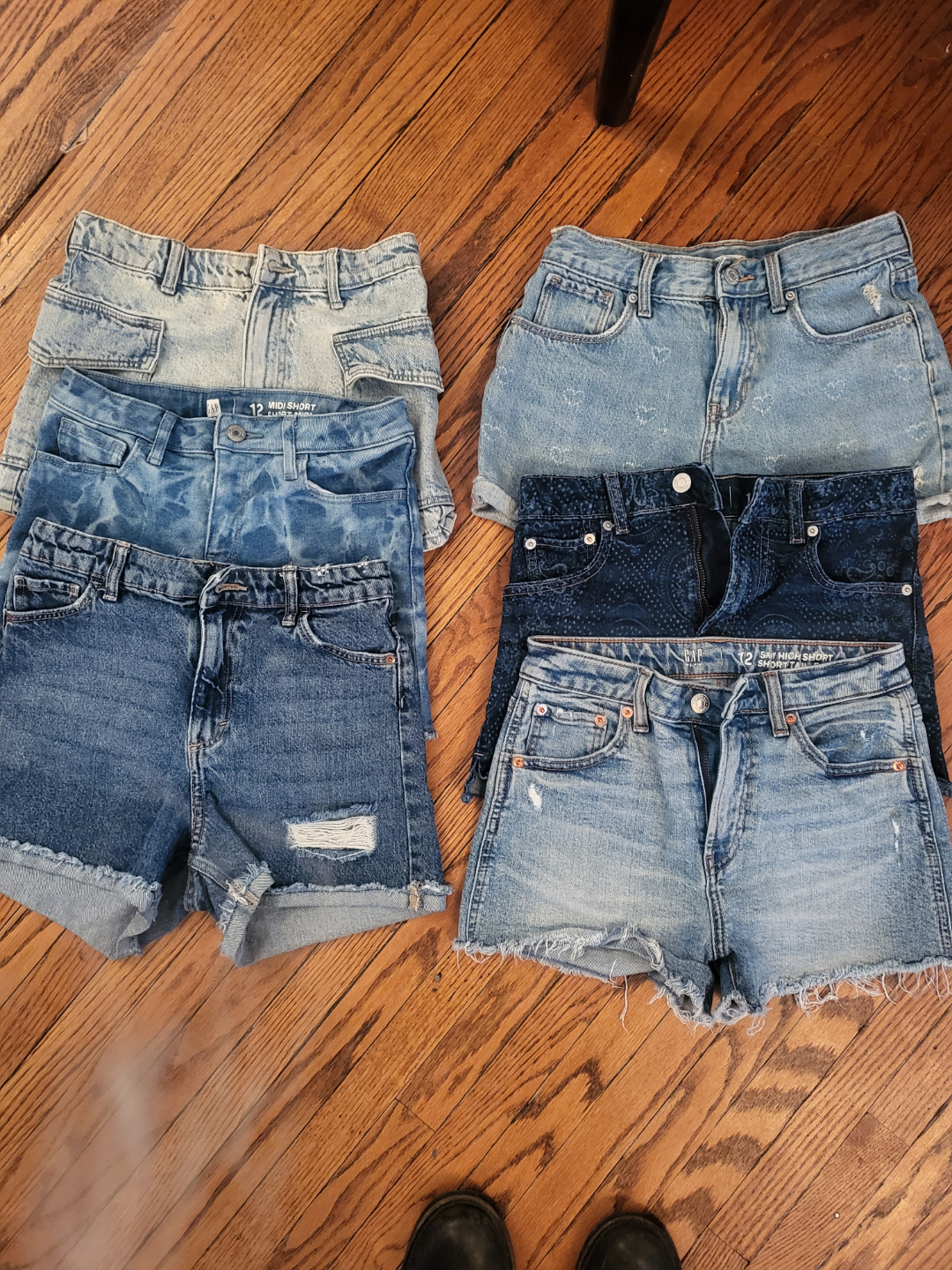 Bundle of 6 Girls' Denim Shorts, Sizes 10-12 yrs