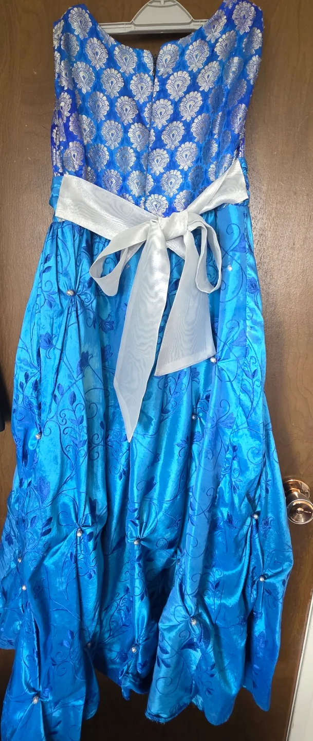 Girls' Blue and Silver Special Occasion Gown thumbnail