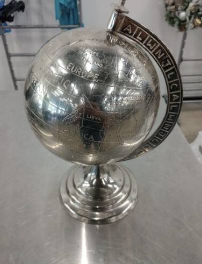 Silver Metal Desk Globe
