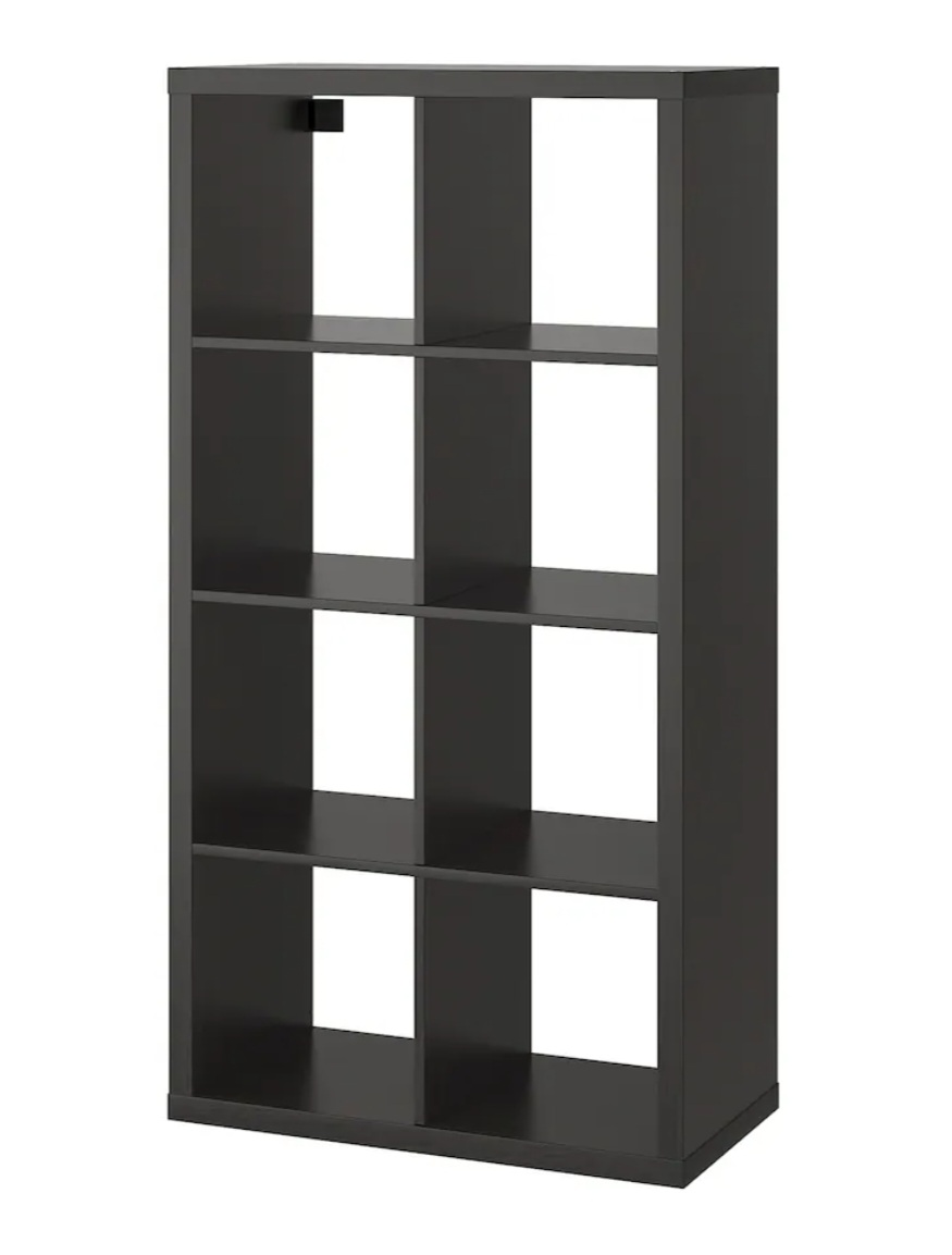 2 IKEA KALLAX Shelving Units - Black-Brown