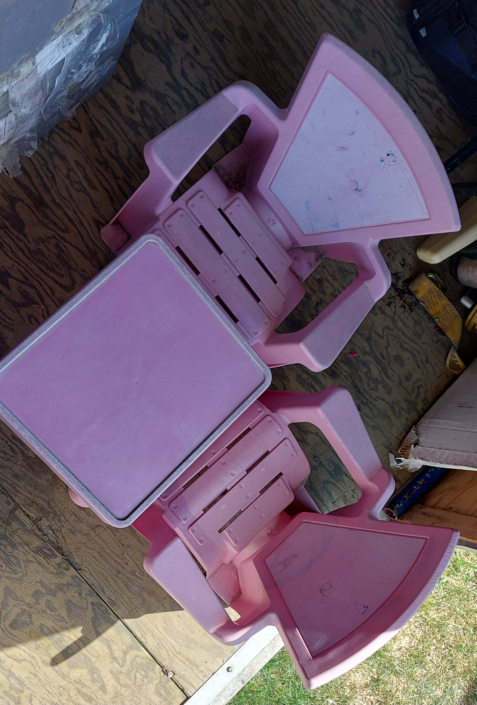 Pink Plastic Children's Chair and Table Set