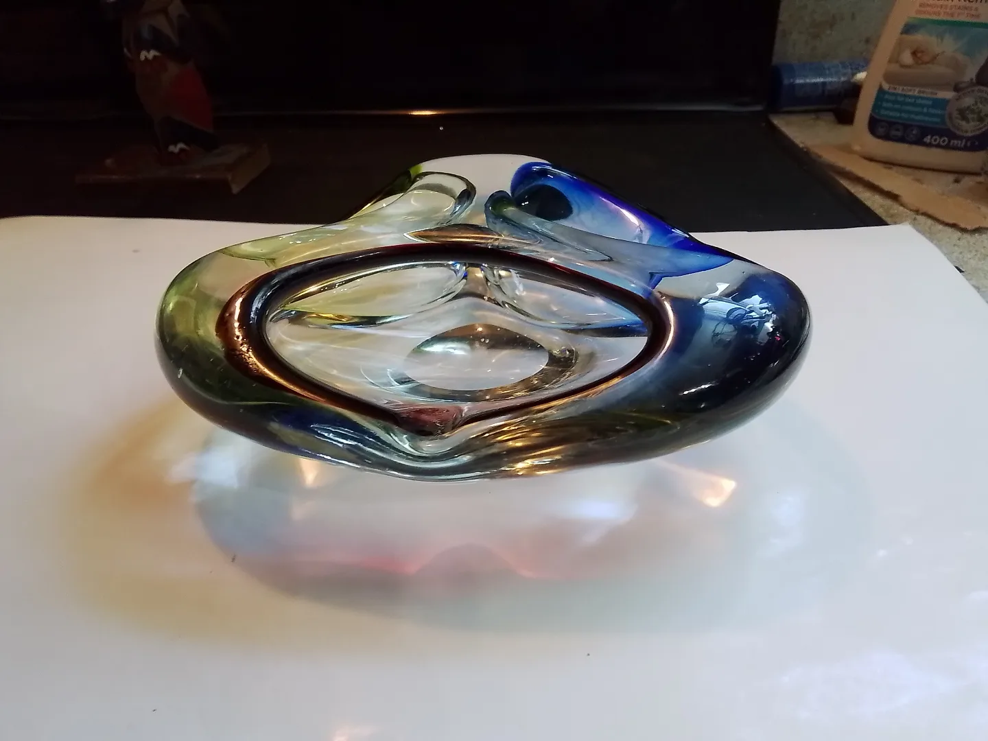 Czech Art Glass Rainbow Coloured "Rhapsody" ashtray by Zemak image indicator(6)
