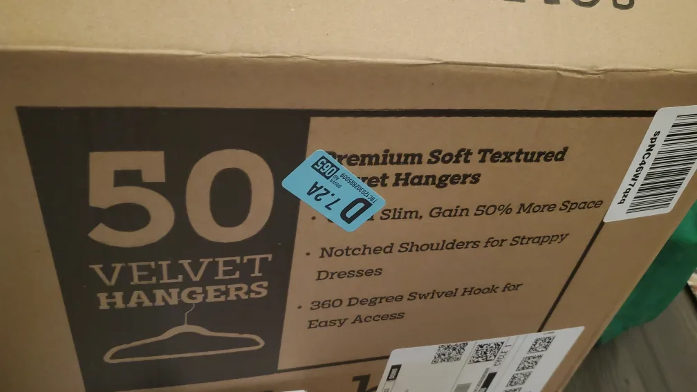 50 Pack Black Velvet Hangers with Swivel Hooks thumbnail