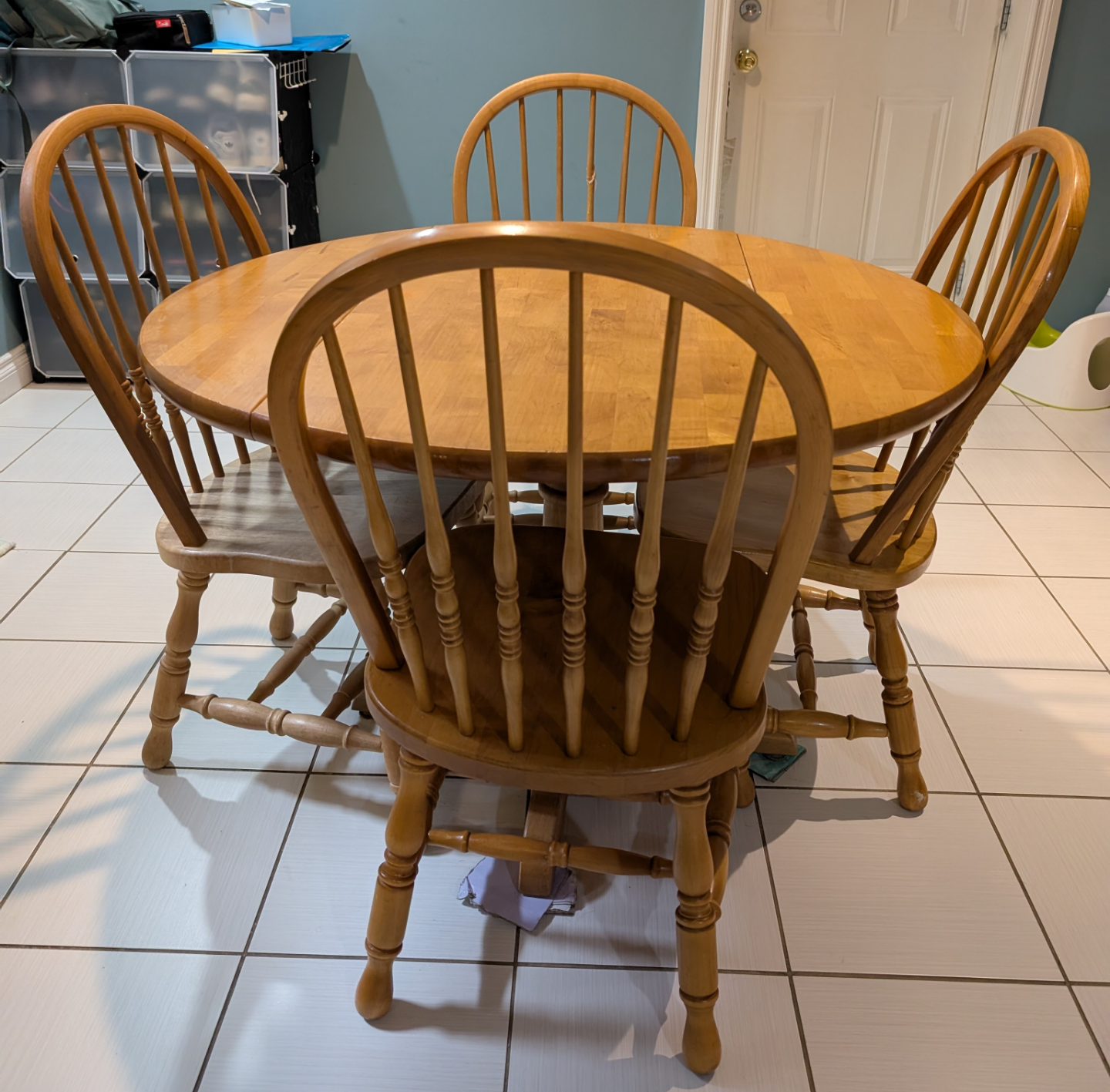 Wooden dining table and four chairs set