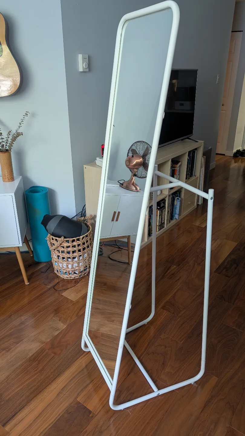 IKEA Full-Length Freestanding Mirror with Clothing Rack image indicator(2)
