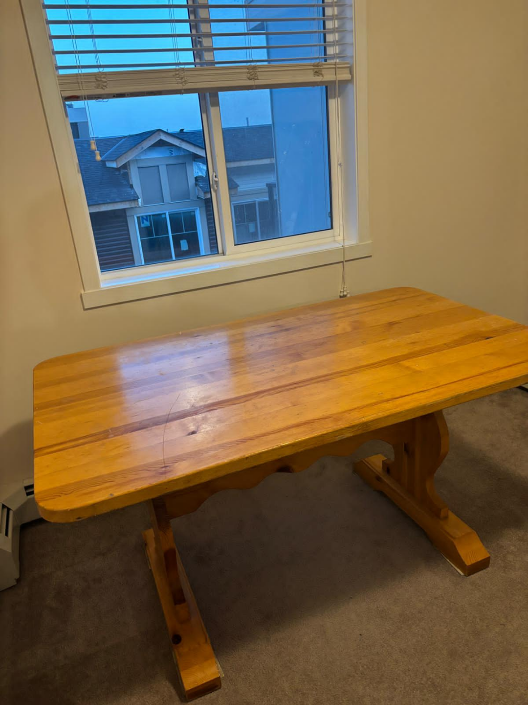 Solid Wood Farmhouse Dining Table with 2 wooden chairs