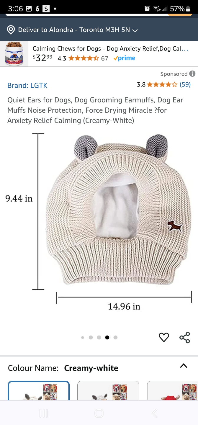 Creamy-White Knit Dog Hat with Ears