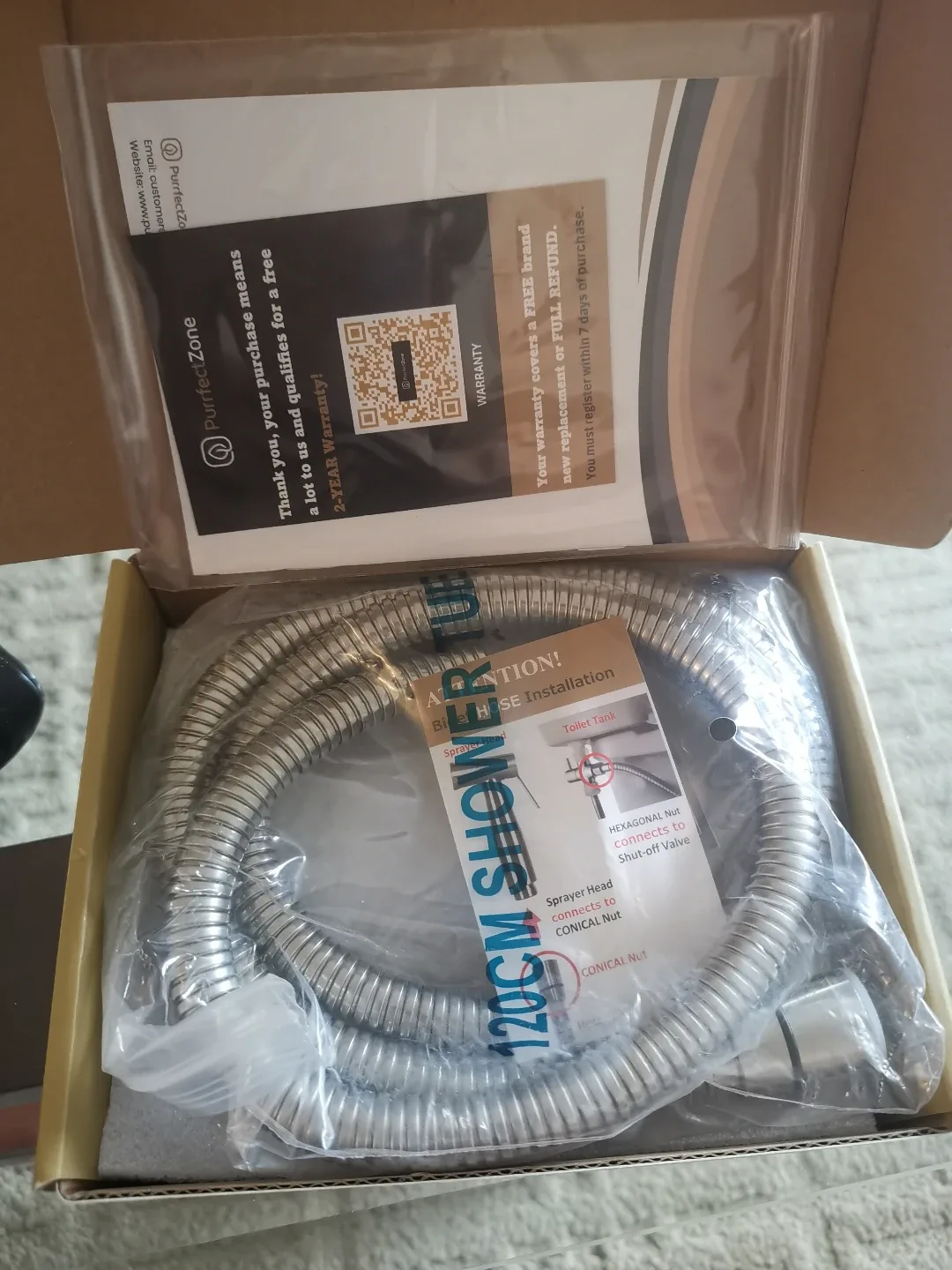 PurfectZone Handheld Bidet Sprayer Kit - Stainless Steel image indicator(3)