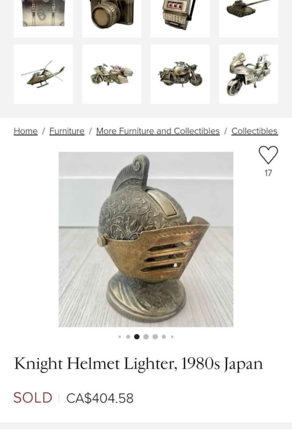 Vintage Medieval Knight Helmet Tabletop Lighter Brass Metal - photo 5