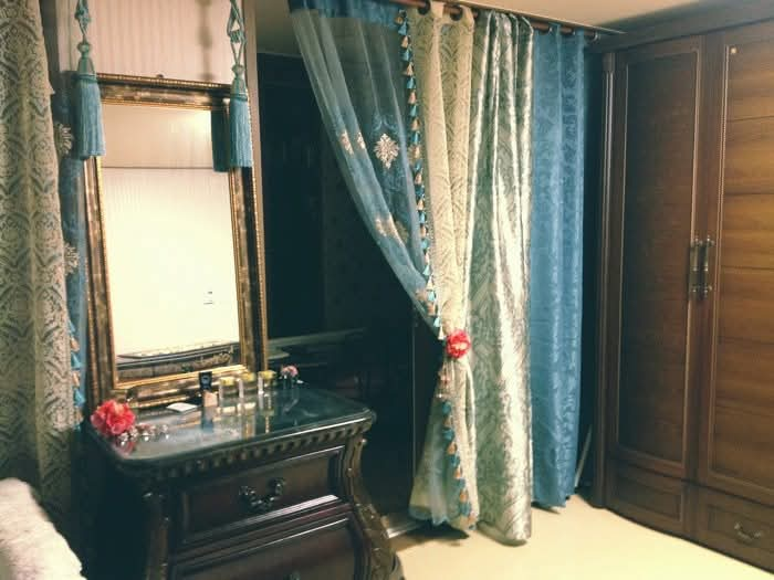 Beautiful Teal and Beige Curtains with Tassels - photo 3