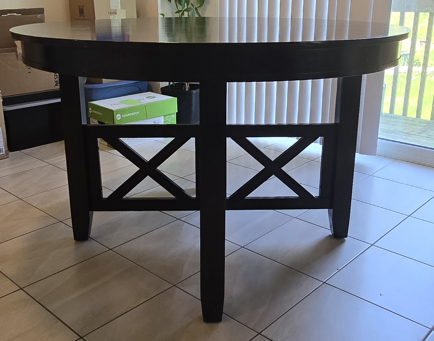 Round Dark Brown Wood Dining Table