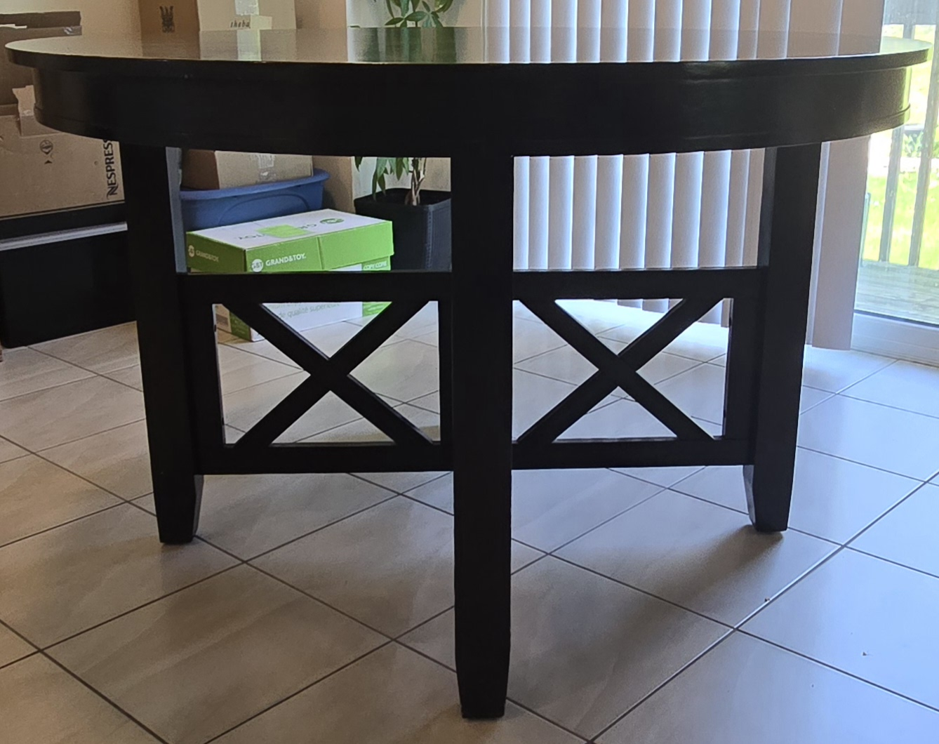 Round Dark Brown Wood Dining Table - photo 2