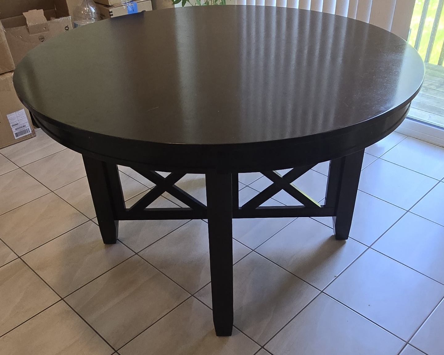 Round Dark Brown Wood Dining Table - photo 3