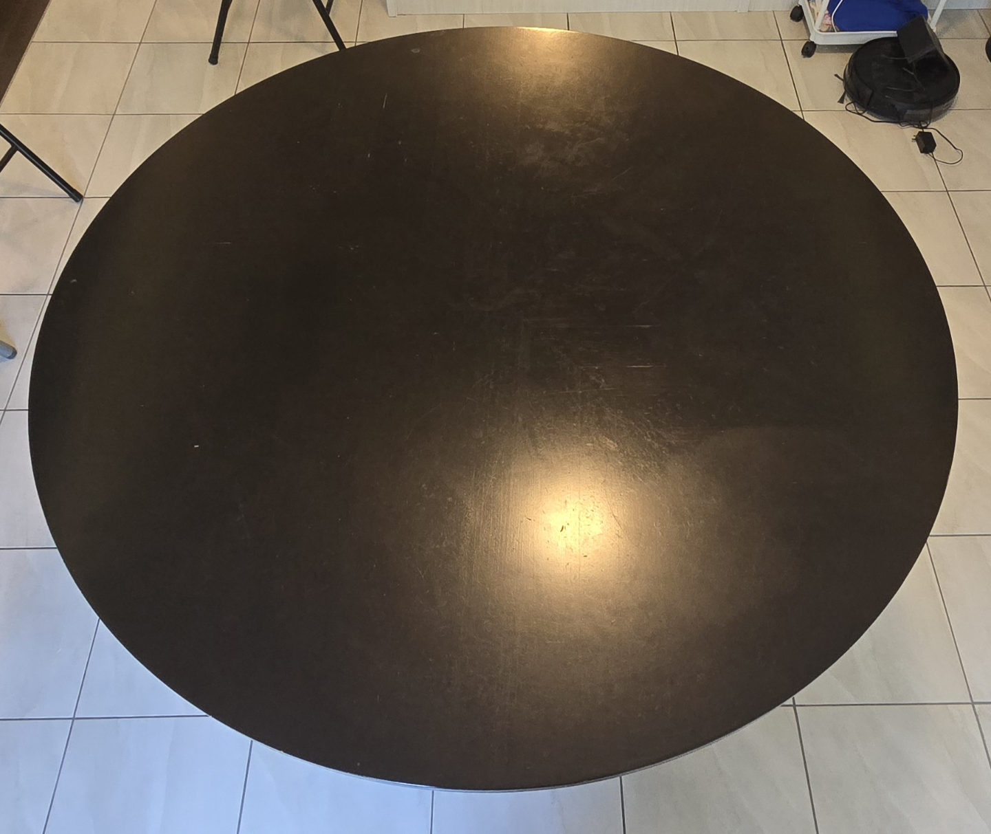Round Dark Brown Wood Dining Table - photo 4