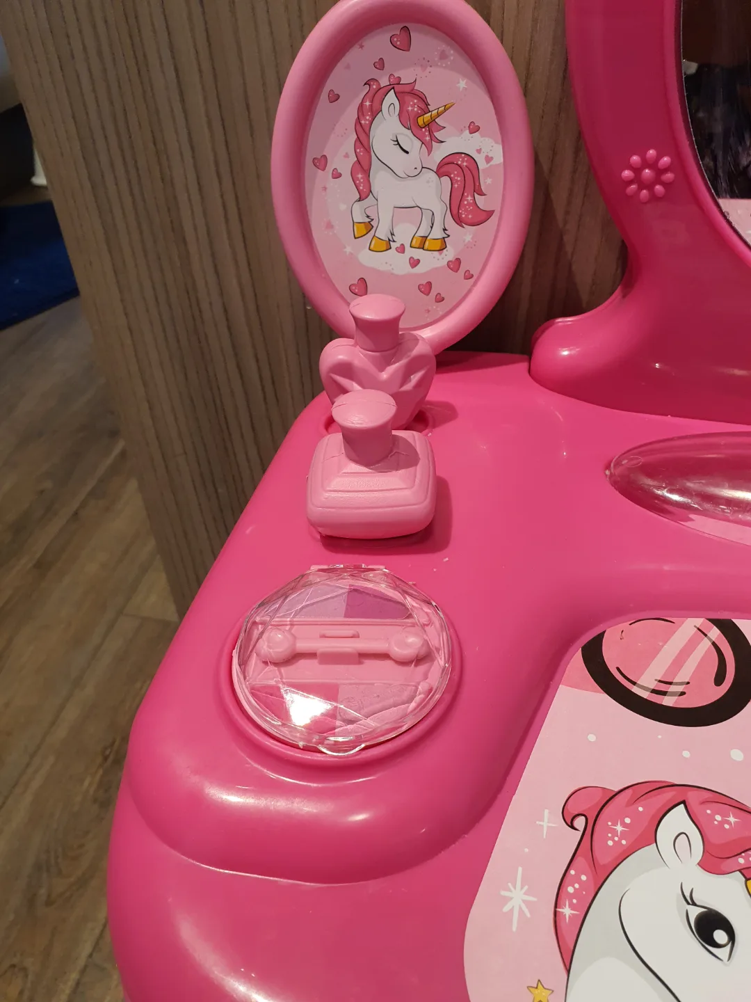 Pink Unicorn dresser table with stool and Accessories#freecycle image indicator(2)