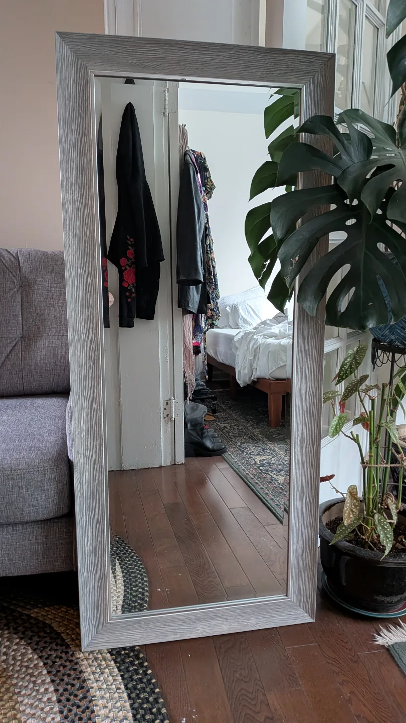 Full-Length Grey Wood Frame Mirror thumbnail