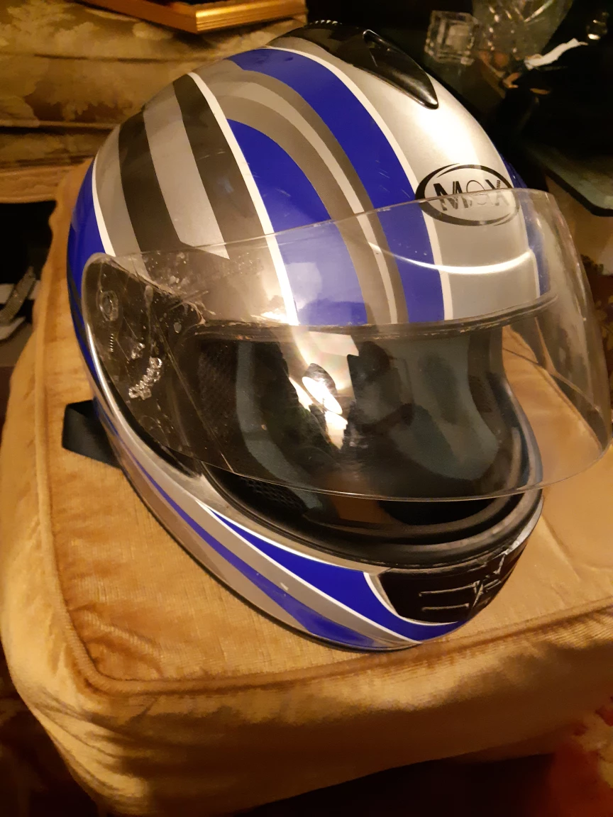 Used MOX Motorcycle Helmet - Blue and Silver