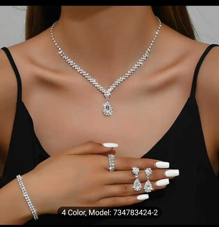 Silver Rhinestone Bridal Jewelry Set - - photo 3
