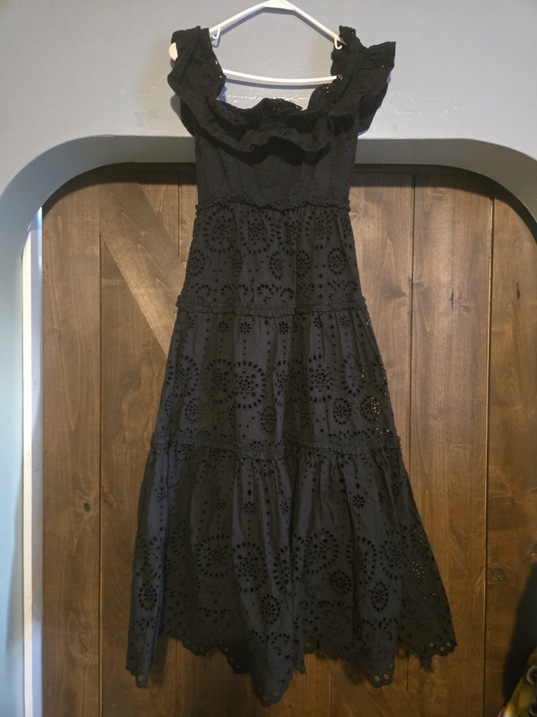 Black Eyelet Maxi Dress