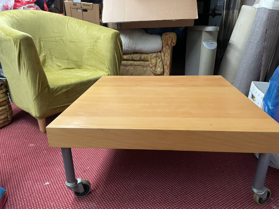 Modern Low Square Accent Coffee Table With Wheels