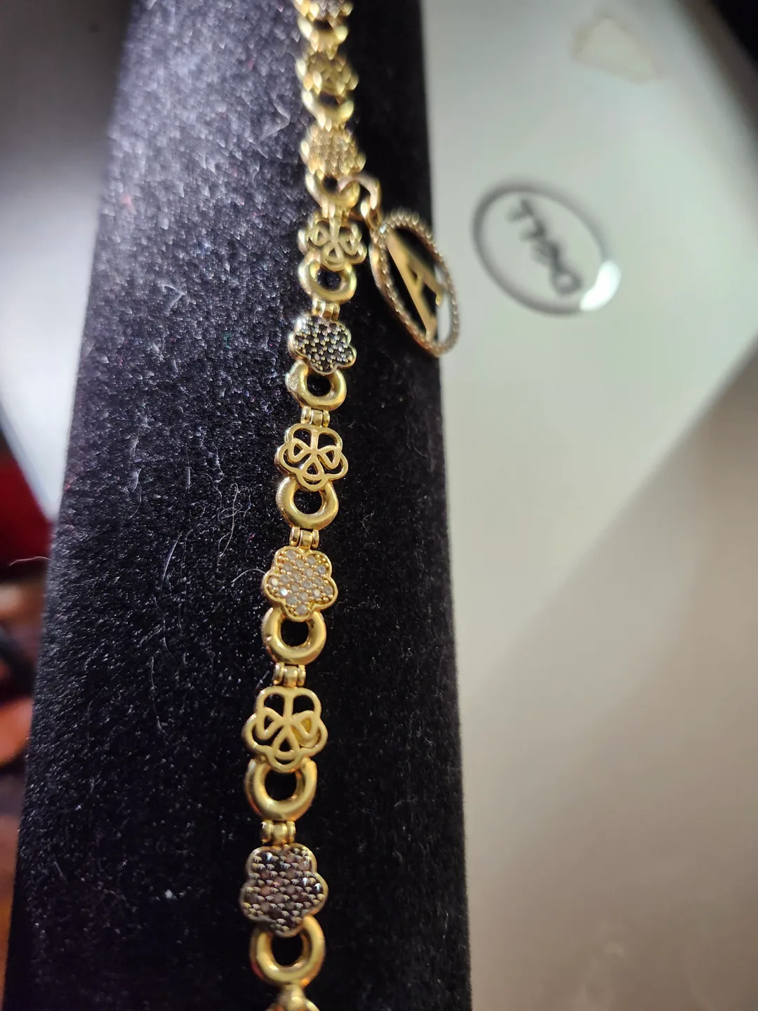 18k Real Gold Bracelet with Letter A Charm image indicator(4)