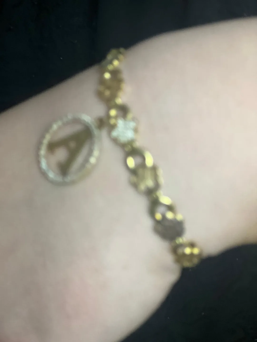 18k Real Gold Bracelet with Letter A Charm image indicator(5)