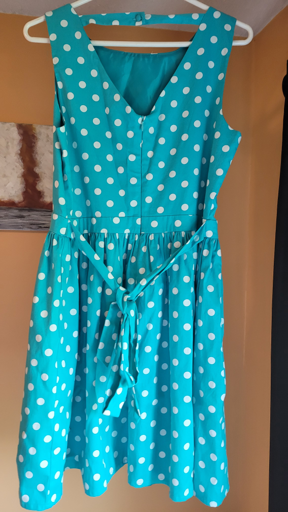 Cynthia Rowley Teal Polka Dot Dress Size 10 - photo 3