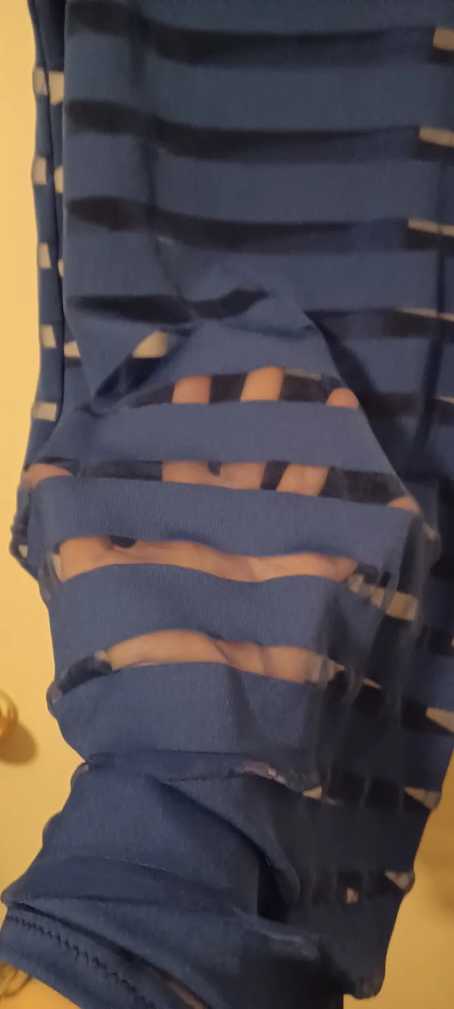 Blue Striped Mini Dress with Beaded Straps image indicator(3)