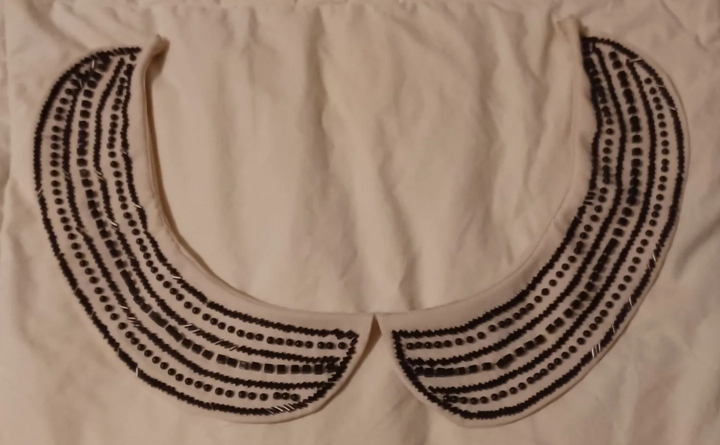 Cream Peter Pan Collar with Black Beaded Detail image indicator(2)