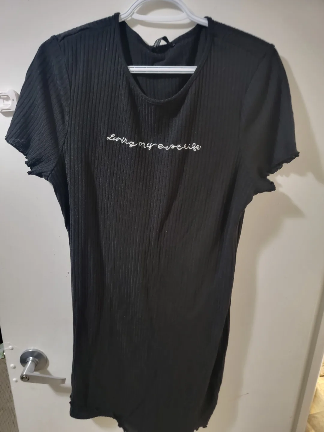 Black Ribbed T-Shirt Dress thumbnail