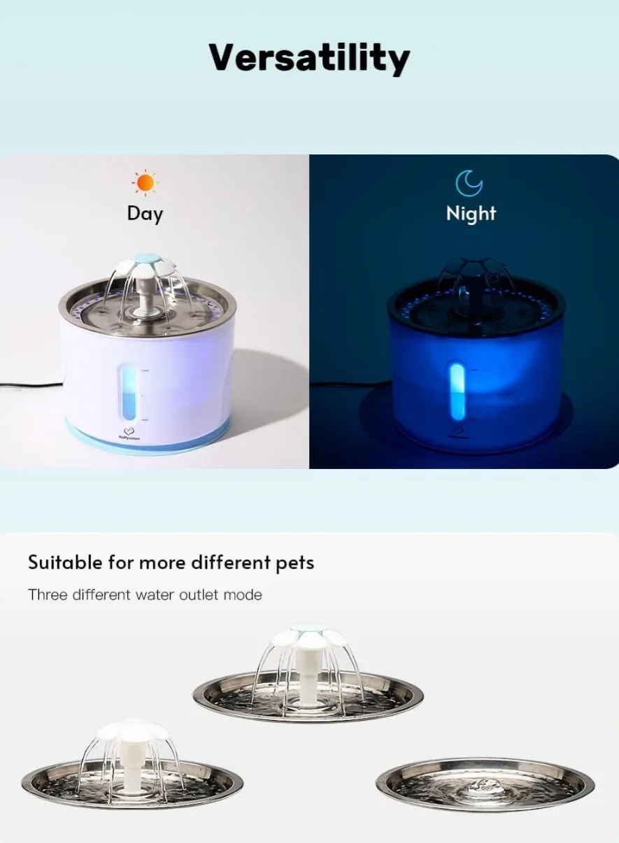 BNIB Pet Water Fountain with Stainless Steel Lid image indicator(2)