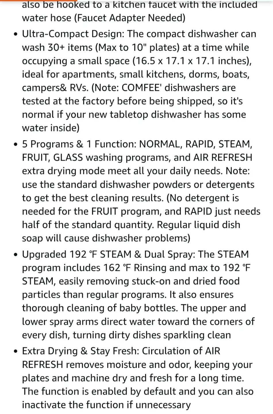 COMFEE' Portable Countertop Dishwasher - Black & White image indicator(4)