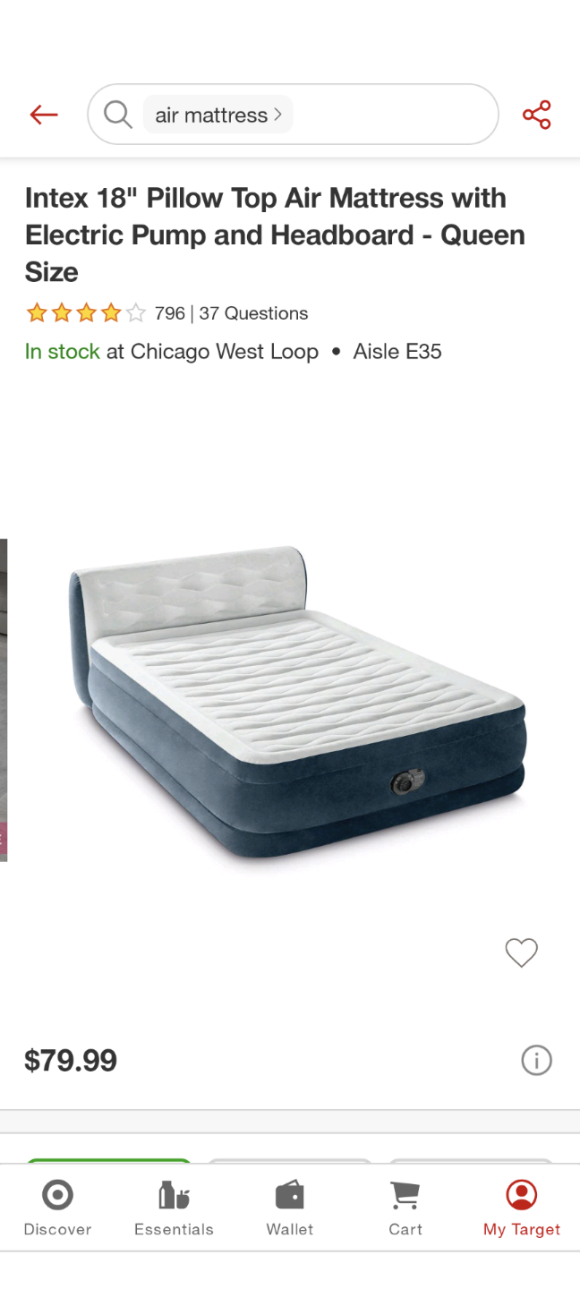 Intex 18" Queen Air Mattress with Headboard