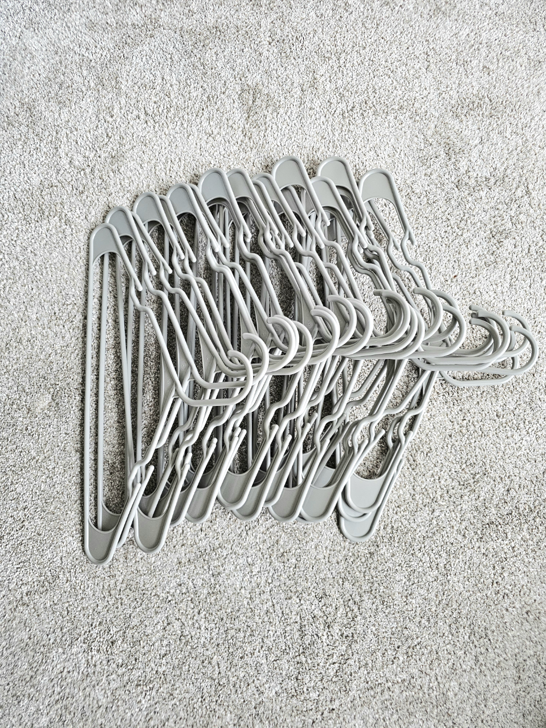 gray plastic hangers