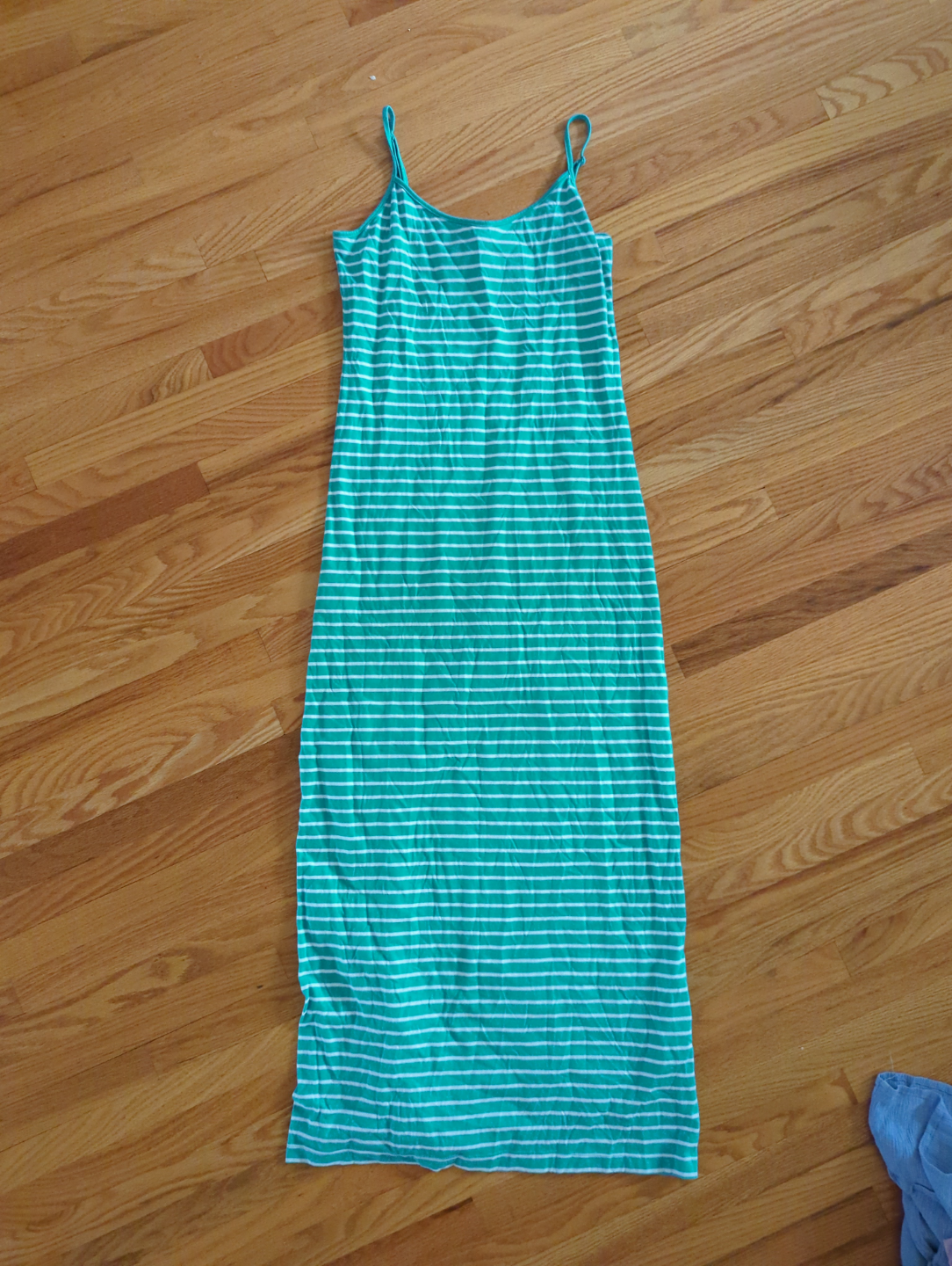 Teal and White Striped Maxi Dress