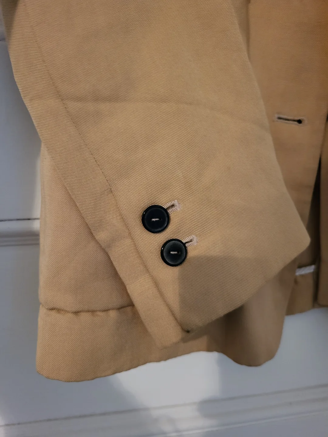 ❣️ Zara Blazer Cotton Blend Khaki Tan Double-Breasted - Size XS image indicator(5)