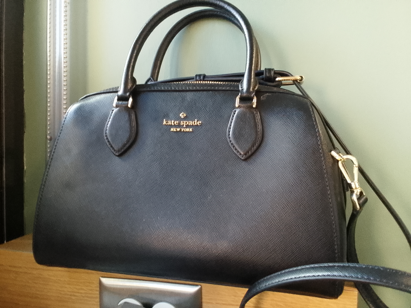 Kate Spade New York Black Leather Satchel Handbag