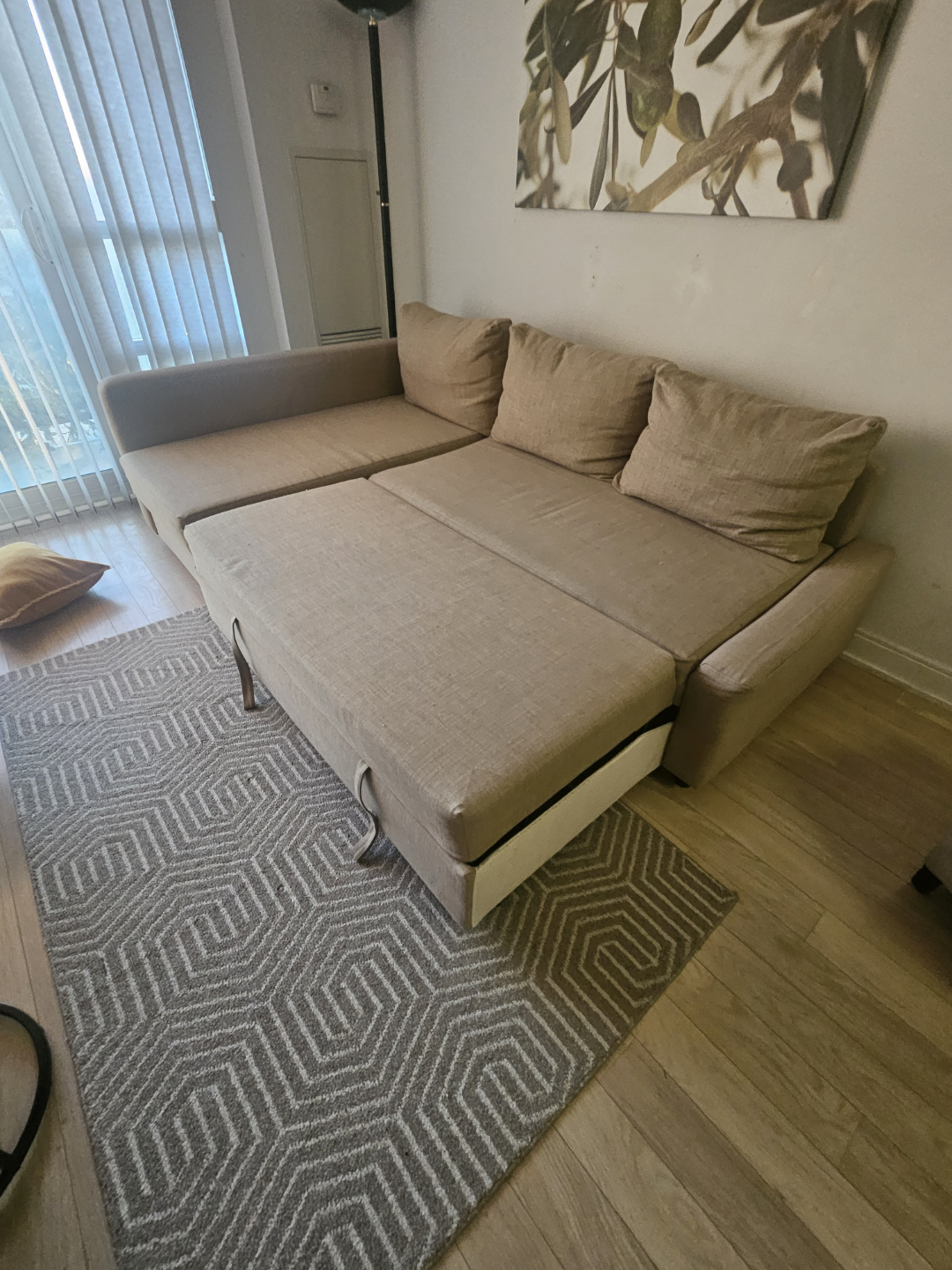 Beige L-Shaped Sofa Bed with Storage - photo 4