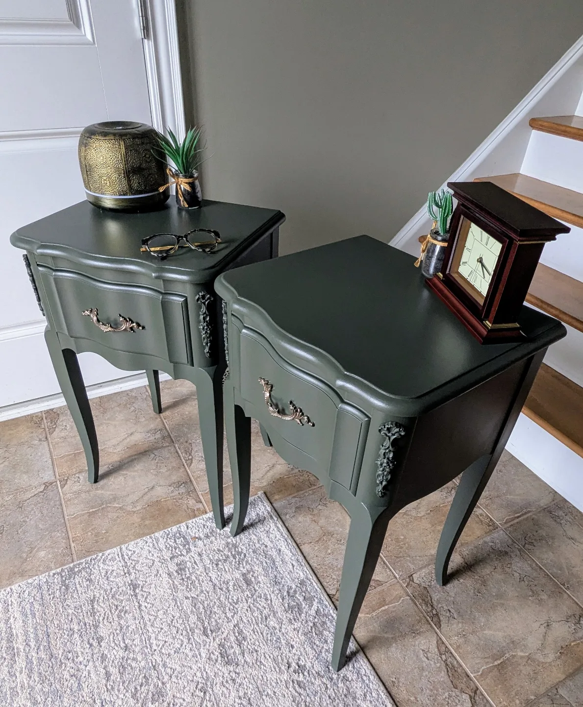 Pair of Refinished Dark Green Nightstands image indicator(3)