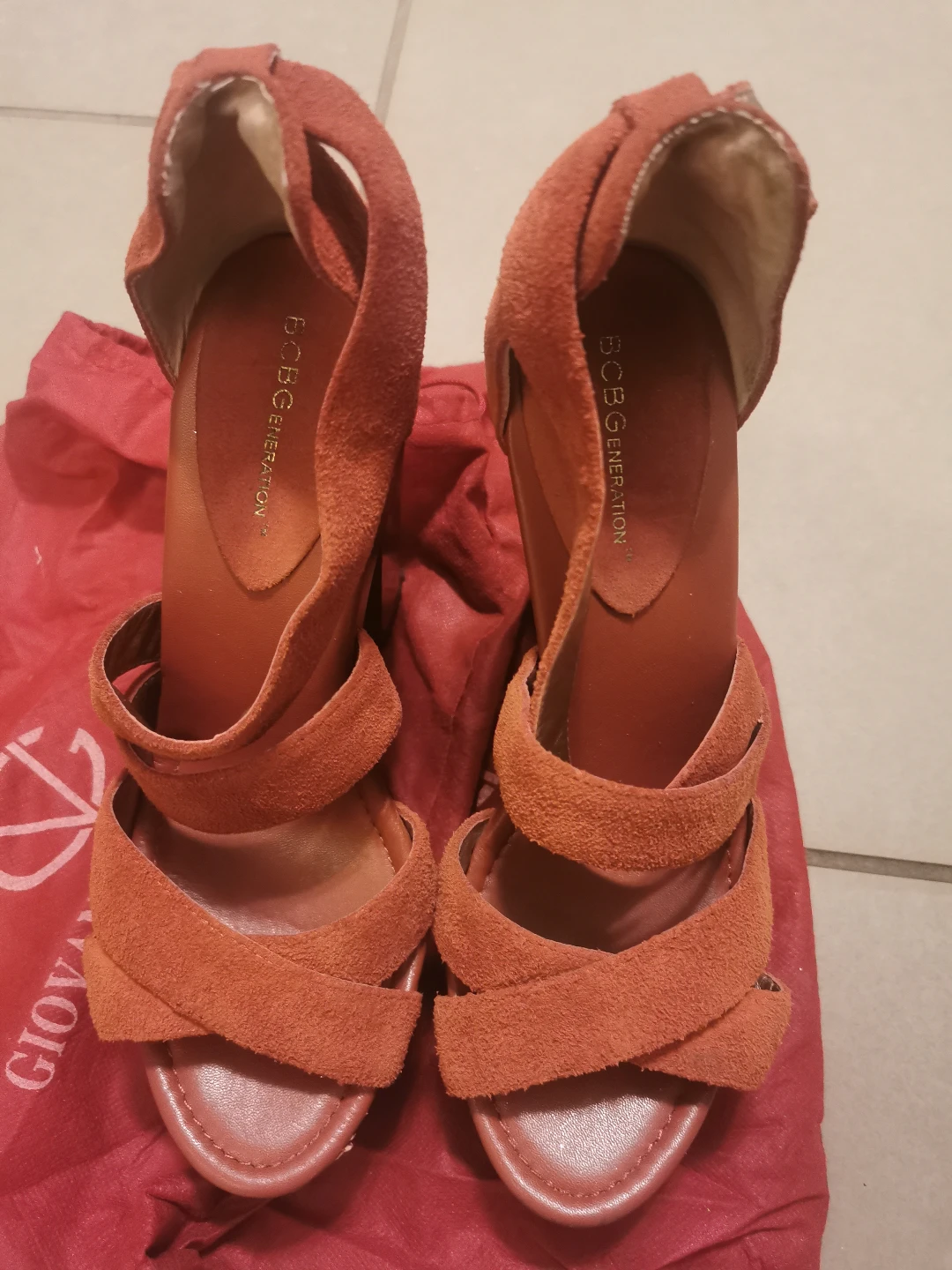 Orange Suede Platform Heels - photo 4