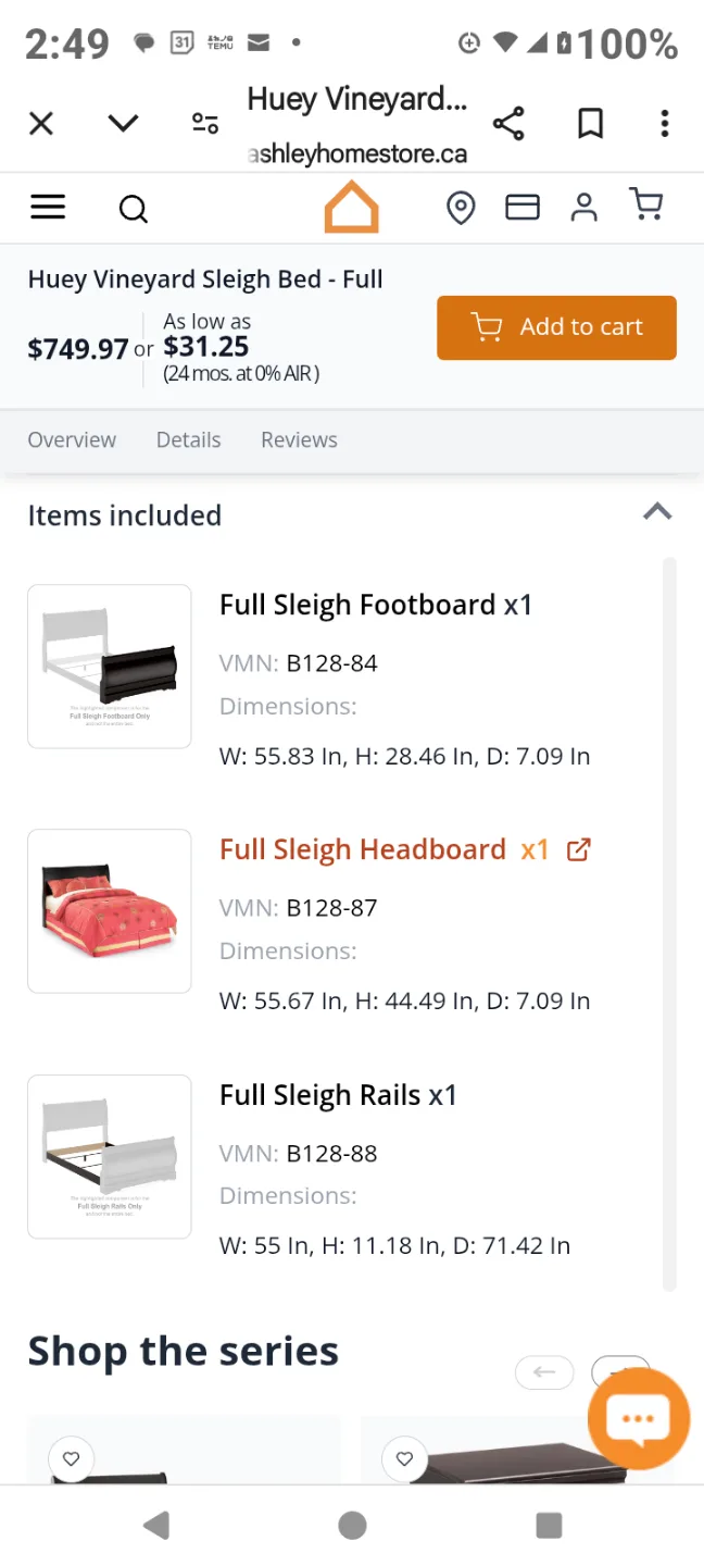 Huey Vineyard Sleigh Bed - Full image indicator(4)