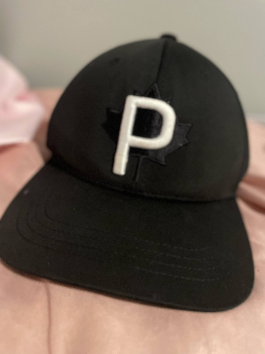 Puma Black Adjustable Hat with Maple Leaf Detail