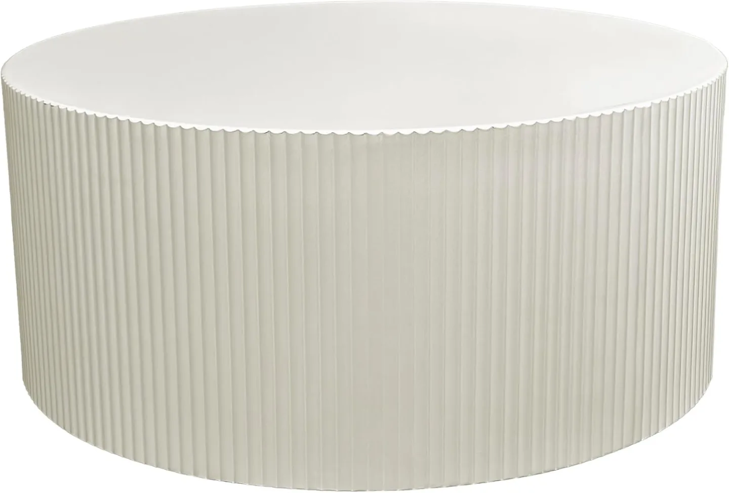 Minheola Modern Beige Round Coffee Table with Fluted Wave Design image indicator(8)
